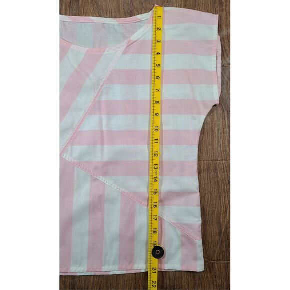 Vintage 1980's Pink/ White Striped Cap Sleeve Blouse Women's Size 5 Rare - Picture 12 of 12